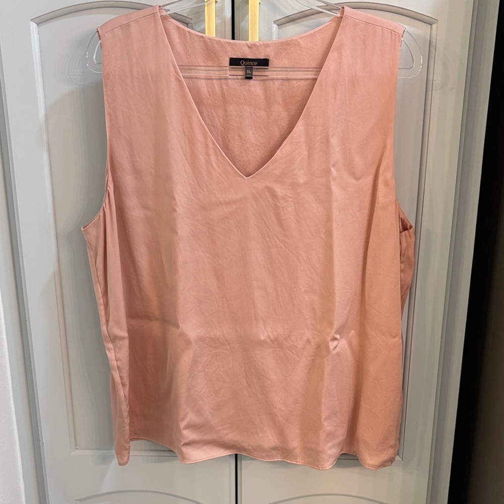 Quince Women's V-Neck Sleeveless Top - Peach Blush